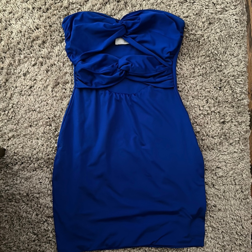 Royal Blue Double Twist Mini Dress
